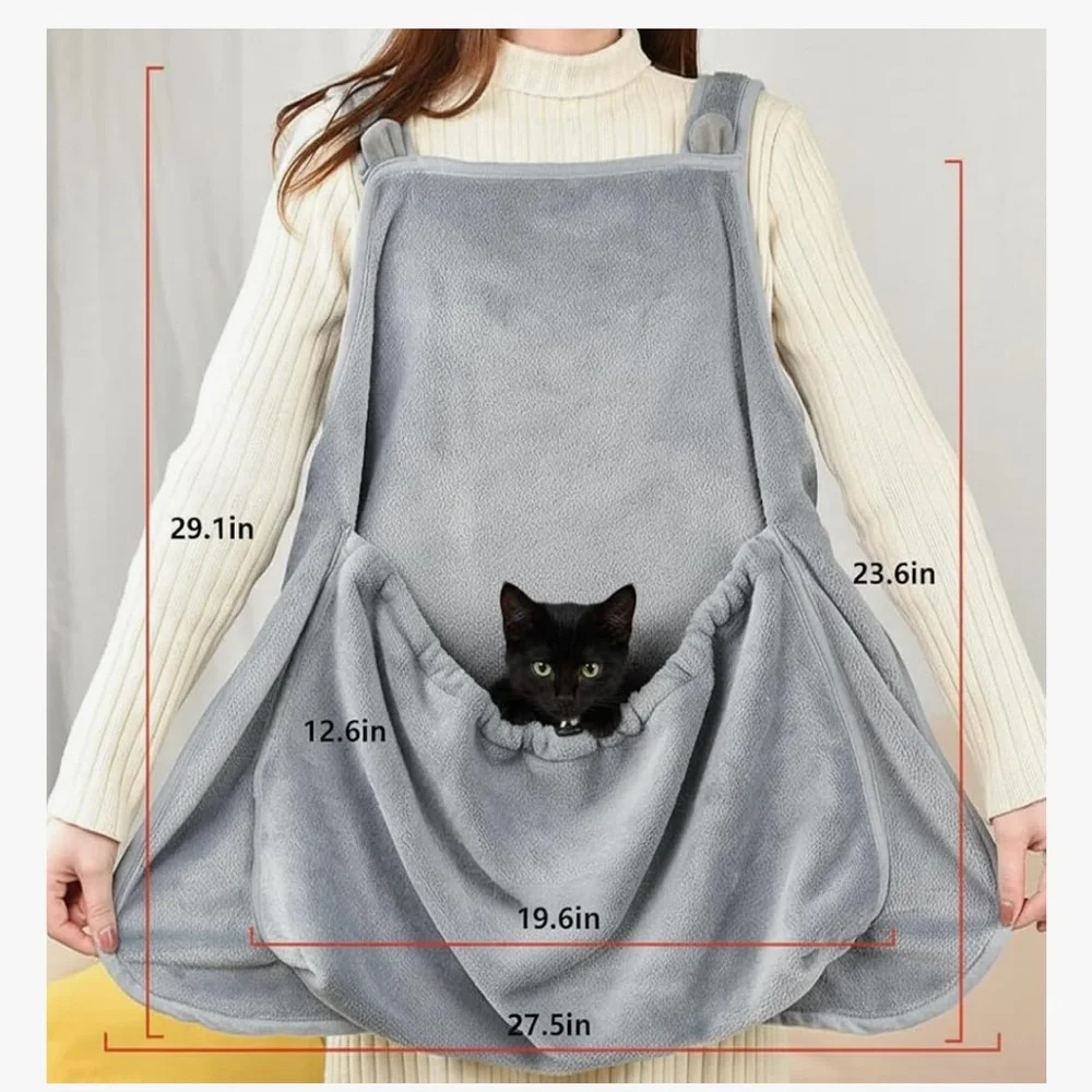 Gray Plush Pet Carrier Apron